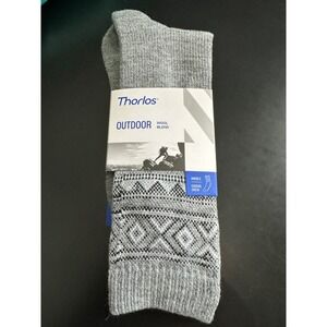 THORLOS Outdoor Wool Blend Unisex Socks Casual Crew Gray NWT Large